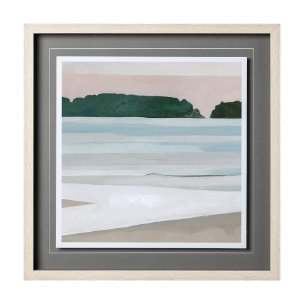 Coastal Lines III by Emma Scarvey a Hand Embellished Textured Framed Art Print Matted under Glass