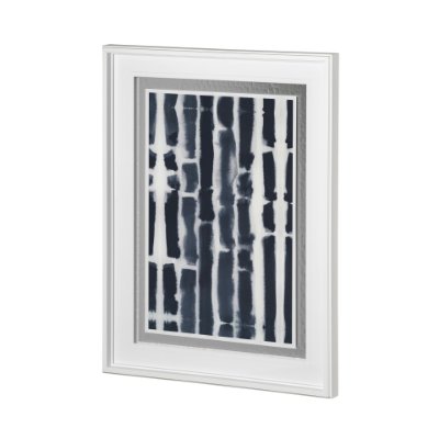 12749 - Indigo Lines I by Melody Ducharme a Hand Embellished Textured Framed Art Print Matted under Glass