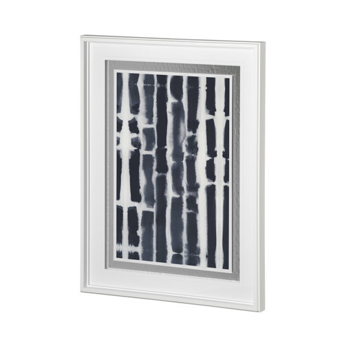 12749 - Indigo Lines I by Melody Ducharme a Hand Embellished Textured Framed Art Print Matted under Glass