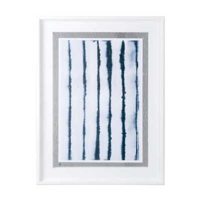 12750 - Indigo Lines II by Melody Ducharme a Hand Embellished Textured Framed Art Print Matted under Glass