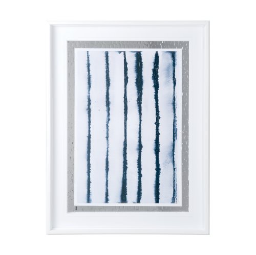 12750 - Indigo Lines II by Melody Ducharme a Hand Embellished Textured Framed Art Print Matted under Glass