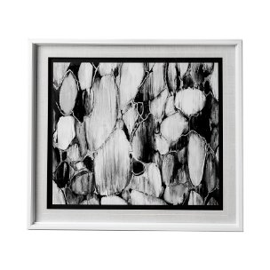 River Rocks by Liz Jardine a Hand Embellished Textured Framed Art Print Matted under Glass