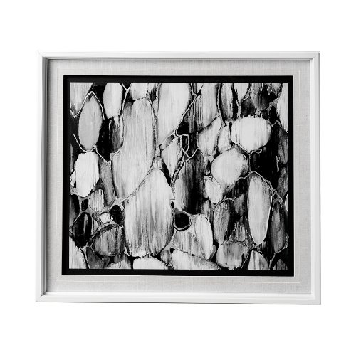 12777 - River Rocks by Liz Jardine a Hand Embellished Textured Framed Art Print Matted under Glass