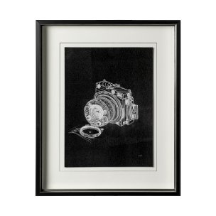 Compass Camera I by Alarm a Hand Embellished Textured Framed Art Print Matted under Glass