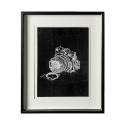 12778 - Compass Camera I by Alarm a Hand Embellished Textured Framed Art Print Matted under Glass