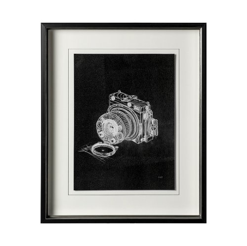 12778 - Compass Camera I by Alarm a Hand Embellished Textured Framed Art Print Matted under Glass