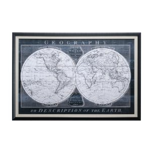 Old World Globe by Mercana Studio a Hand Embellished Textured Framed Art Print Matted under Glass