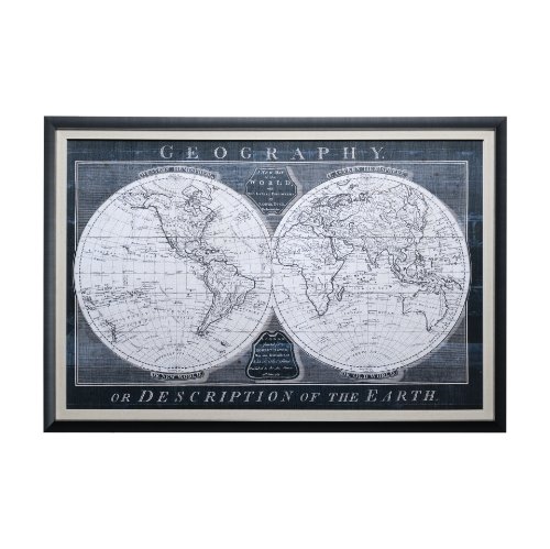 12794 - Old World Globe by Mercana Studio a Hand Embellished Textured Framed Art Print Matted under Glass