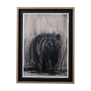 Bear & Moose II by Mercana Studio a Hand Embellished Textured Framed Art Print Matted under Glass