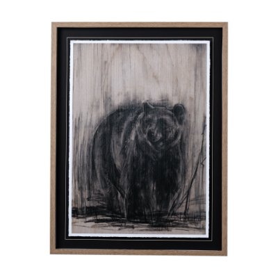 12796 - Bear & Moose II by Mercana Studio a Hand Embellished Textured Framed Art Print Matted under Glass