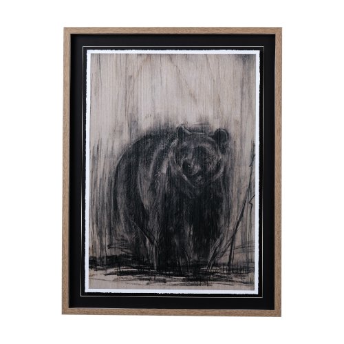 12796 - Bear & Moose II by Mercana Studio a Hand Embellished Textured Framed Art Print Matted under Glass