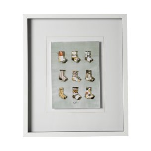 Sock I by Barbara Fleming a Hand Embellished Textured Framed Art Print Matted under Glass