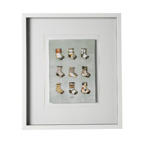 12804 - Sock I by Barbara Fleming a Hand Embellished Textured Framed Art Print Matted under Glass