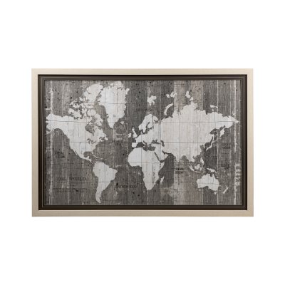 12806 - Old World Map Neutral by Mercana Studio Hand Embellished Textured Framed Art Print Matted under Glas