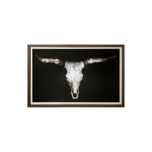 Cow Skull by PH Burchett a Hand Embellished Textured Framed Art Print Matted under Glass