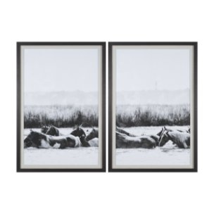 Water Horses III 1 by PH Burchett a Hand Embellished Textured Framed Photo Art Print Matted under Gl