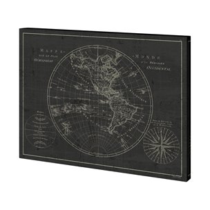 Mappemonde Etching v2 by Mercana Studio a Hand Embellished Textured Canvas