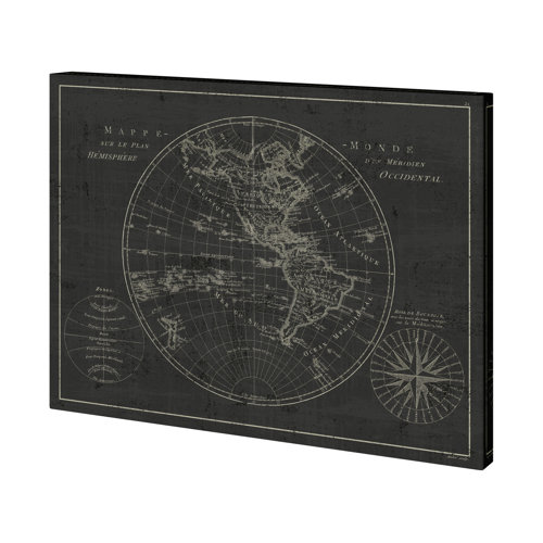 101269-S - Mappemonde Etching v2 by Mercana Studio a Hand Embellished Textured Canvas