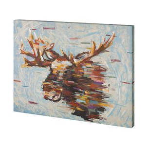 Fractal Moose by Altamura a Hand Embellished Textured Canvas