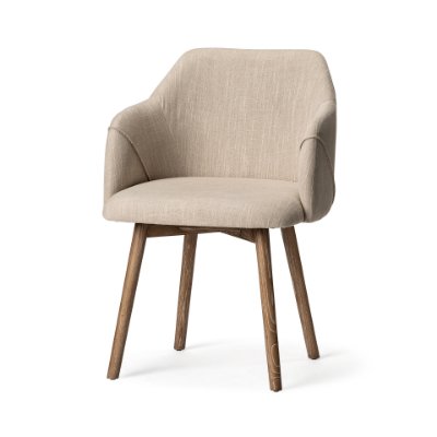 68319 - Ronald II Cream Fabric Wrap Brown Wooden Base Dining Chair