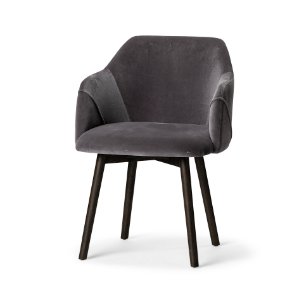 Ronald Curved Back Dining Side Chair | Grey Velvet w/ Black Wood