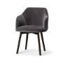 68320 - Ronald II Grey Velvet Wrap Black Wooden Base Dining Chair
