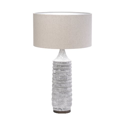 68341 - Harlan (30.5"H) Beige-Toned Fabric Shade Gray Concrete Base Table Lamp 