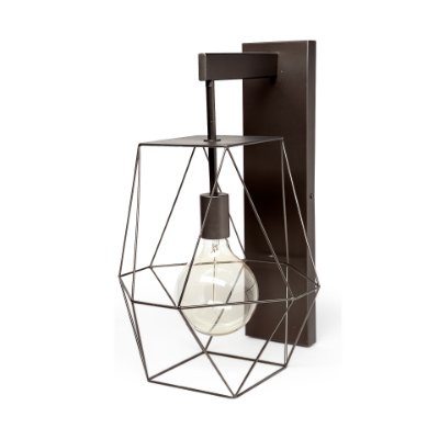 68343 - Cordova 12x19 Gray Metal Hanging Bulb Caged Wall Sconce 