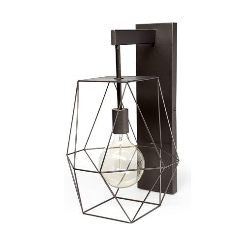 68343 - Cordova 12x19 Gray Metal Hanging Bulb Caged Wall Sconce 