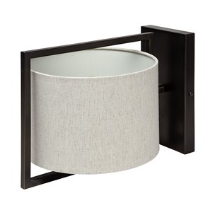 Smithe I 9x13 Black Toned Metal Cream Lampshade Wall Sconce 