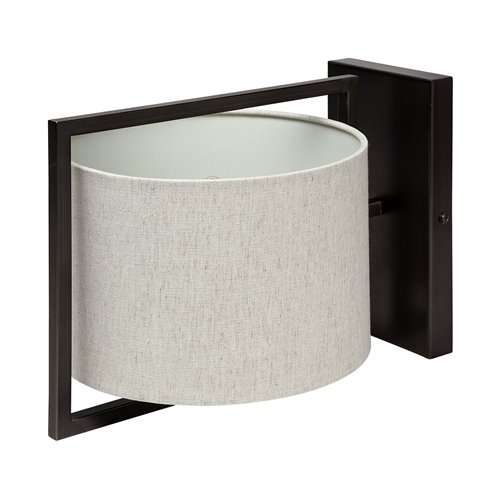 68344 - Smithe I 9x13 Black Toned Metal Cream Lampshade Wall Sconce 