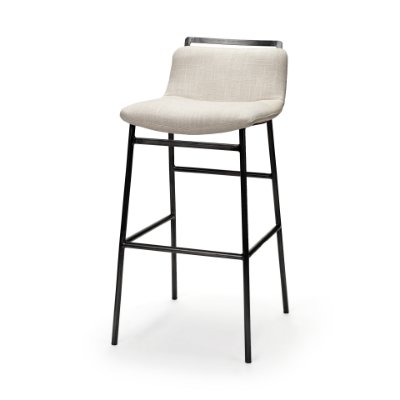 68088 - Kavalan 37.5" Total Height Beige Upholstered Seat Gray Metal Frame Bar Stool