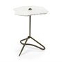 68247-AB - Pinera II 19L x 19W White Marble W/ Triangluar Gold Iron Base Accent Table 