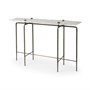 68245-AB - Pinera III 49L x 17W White Marble Top Gold-Toned Iron Base Console Table
