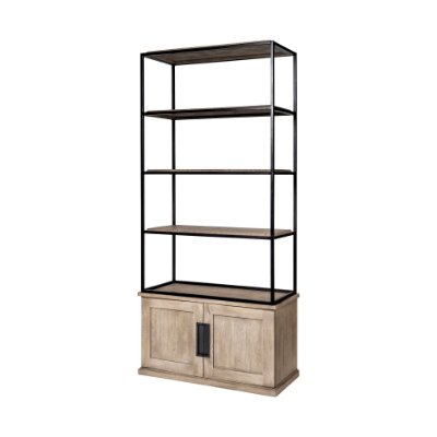 68203-AB - Braxton II Light Brown Wood and Iron Three Shelf Shelving Unit 41.5L x 18.5W x 9