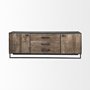 67851 - Alvin 82x20 Brown Solid Wood With Black Metal Frame 3 Drawer 2 Cabinet Door Sideboard