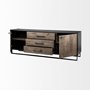 67851 - Alvin 82x20 Brown Solid Wood With Black Metal Frame 3 Drawer 2 Cabinet Door Sideboard