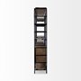 68206-ABC - Darius 82L x 16.5W x 90H Medium Brown Wood and Metal Multi-Shelf Shelving Unit