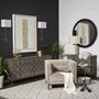 68116 - Genevieve II 70x15.8 Gray Fir Veneer W/Gold Metal Frame Base 9 Drawer Sideboard
