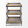68219 - Trey III 20" x 26" Square Medium Brown Wooden Three-Tiered Black Iron Frame End/Side Table