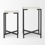 68240 - Lucas III (Set of 2) 15L x 15W; 12L x 12W White Marble W/Black Iron Frame Accent Tables