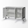 68268 - Savannah White Fir Veneer & Gray Metal 3-Door Accent Cabinet 
