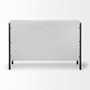 68268 - Savannah White Fir Veneer & Gray Metal 3-Door Accent Cabinet 