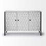 68268 - Savannah White Fir Veneer & Gray Metal 3-Door Accent Cabinet 