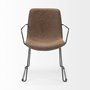 68313 - Sawyer II Brown Faux-Leather Seat Black Iron Frame Dining Chair