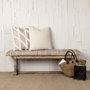 67487 - Greenfield II 59L x 14W Patterned Tan Upholstered Wood Frame Accent Bench