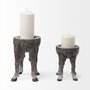 68064 - Pan Small Gray Ceramic Hoofed Table Candle Holder 