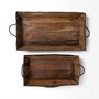 68149 - Durone (Set of 2) Brown Wooden Live Edge Serving Trays
