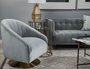 67921 - James II Gray Blue Velvet Covered Seat w Gold Swivel Base Accent Chair 