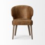 68323 - Niles 20" Seat Height Brown Faux Leather Seat W/Brown Wooden Legs Wingback Dining Chair 